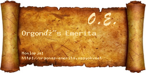 Orgonás Emerita névjegykártya